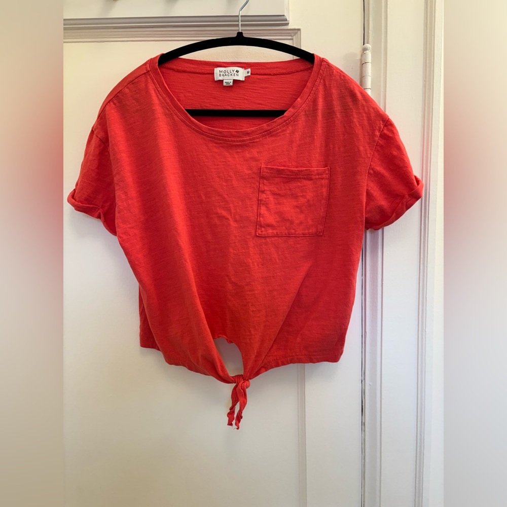 Molly Bracken Red Tie-Front Tee